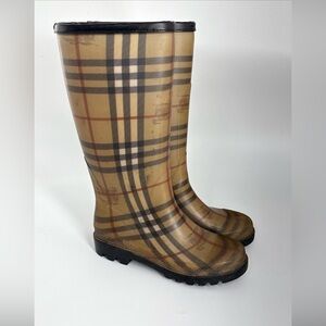BURBERRY Rain Boots Tall Classic Check Haymarket Women's EUR 36
